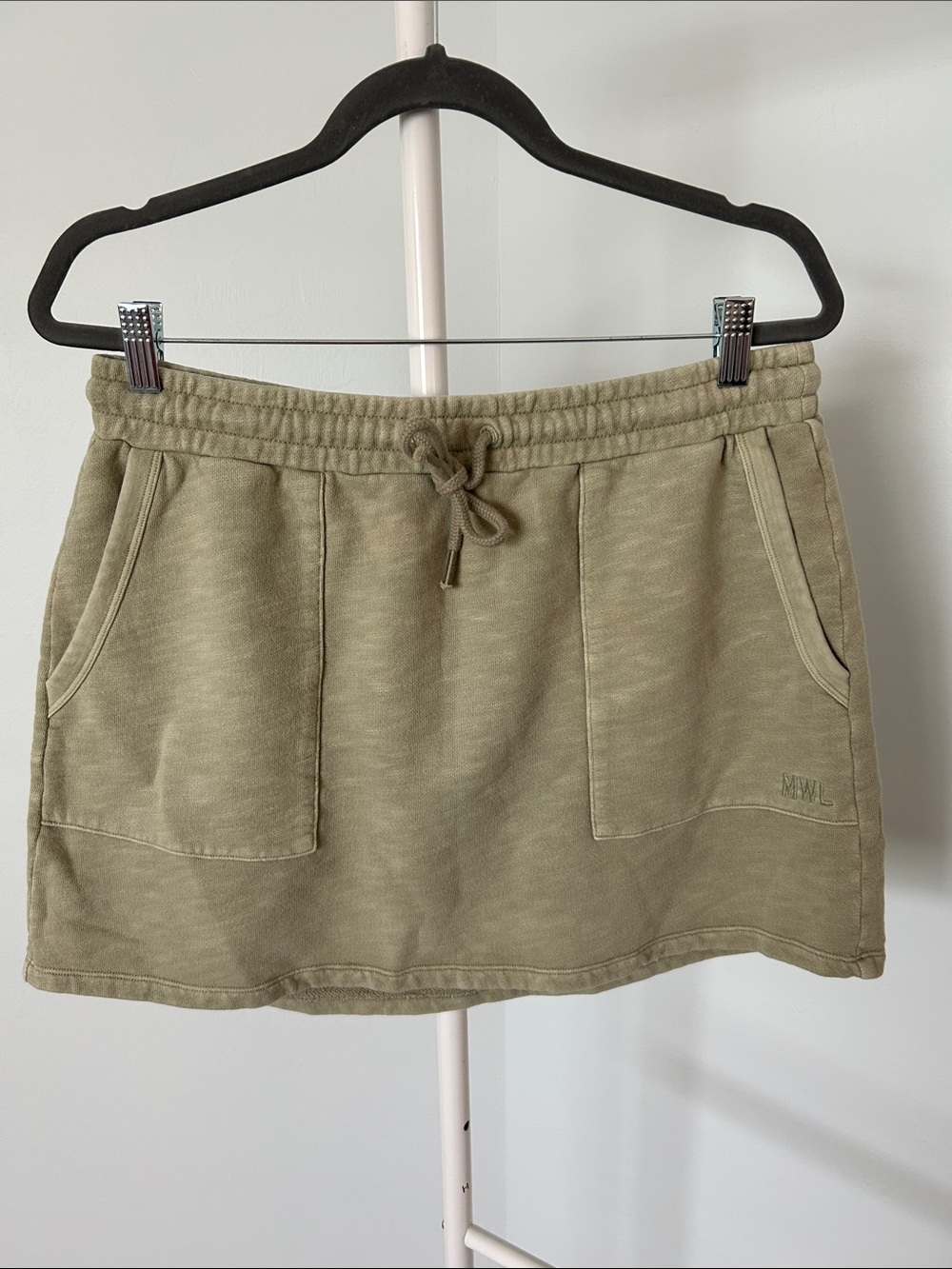Madewell Olive Green Drawstring Mini Skirt - Size L
